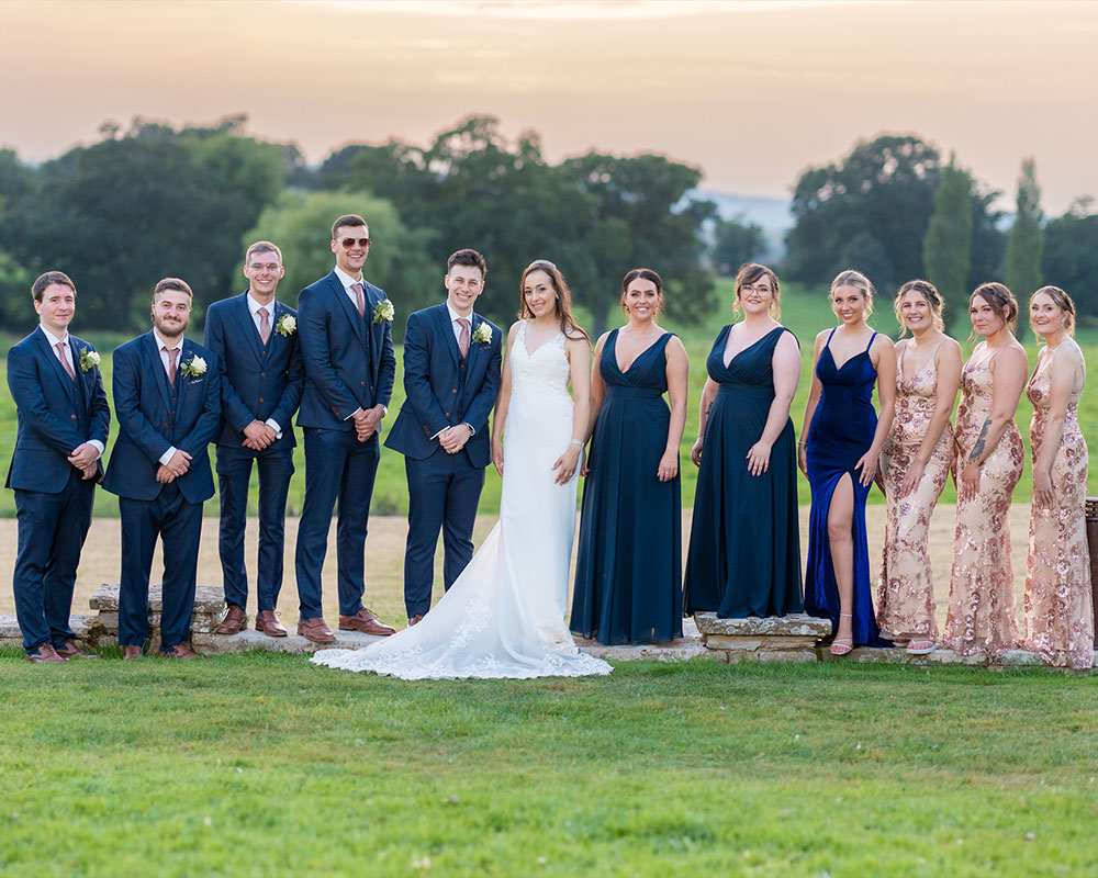 Wedding-party-formal-photo. Rockbeare Manor, Exeter.